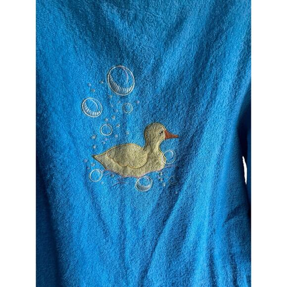 Quacker Factory Zip-Front Bright Blue Chenille Robe Rubber Duckies Size XS - Picture 12 of 16